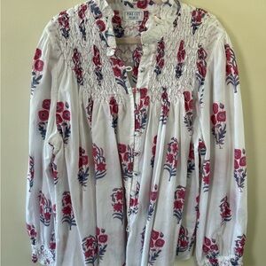 Pink Clover Floral Women's Blouse - White and Red